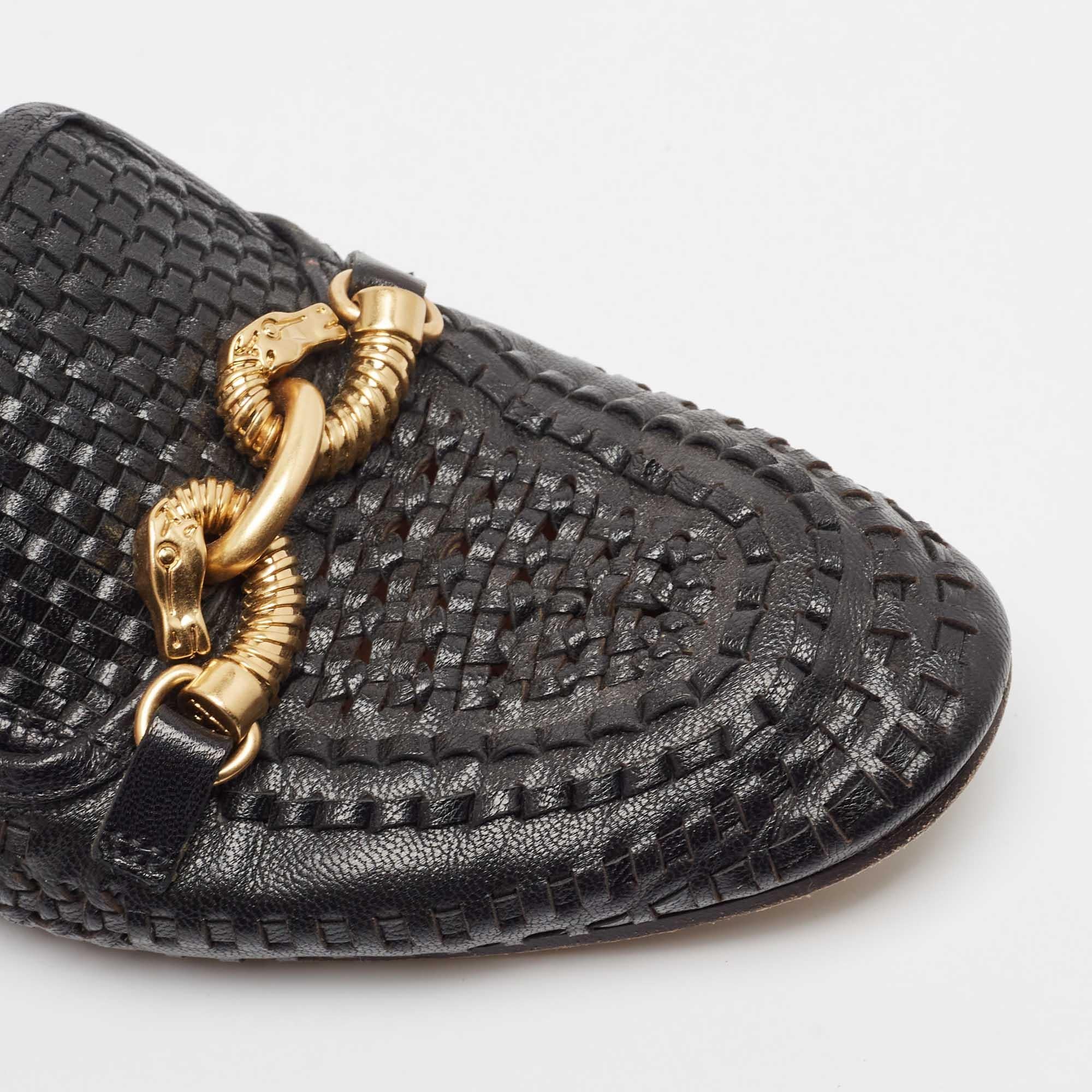 Tory Burch Black Woven Leather Jessa Loafers Size 38.5 3