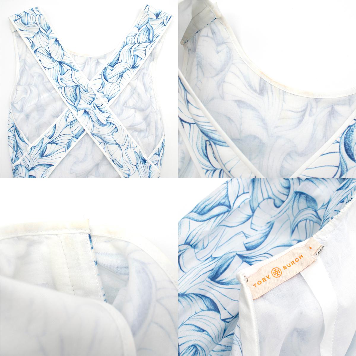 Tory Burch Blue Blaire Printed Cotton Dress SIZE 4 1