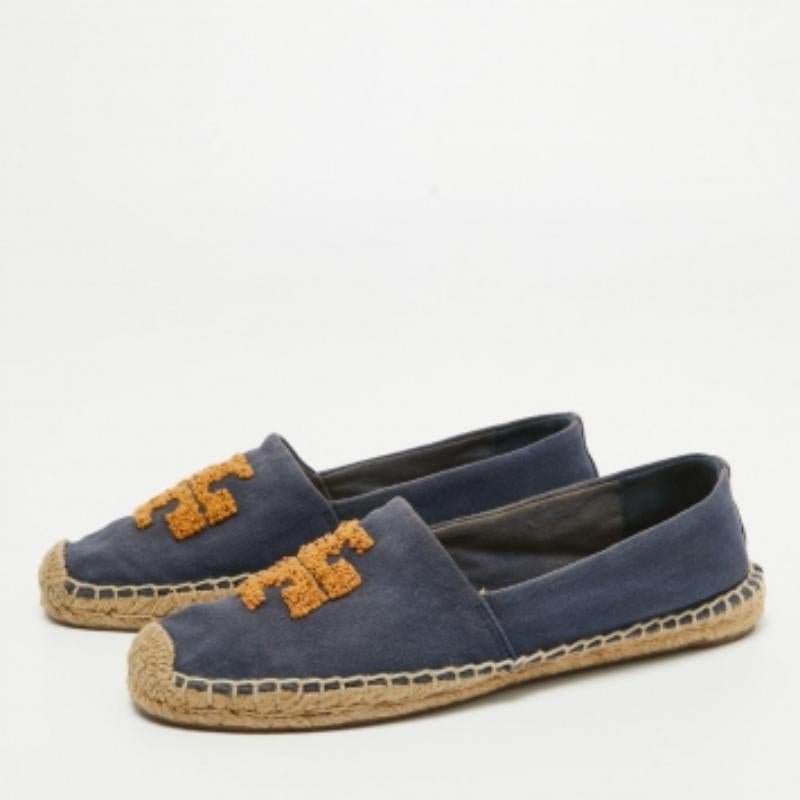 Tory Burch Blu Canvas A. Weston Appartamenti Misura 37,5 In condizioni discrete in vendita a Dubai, Al Qouz 2