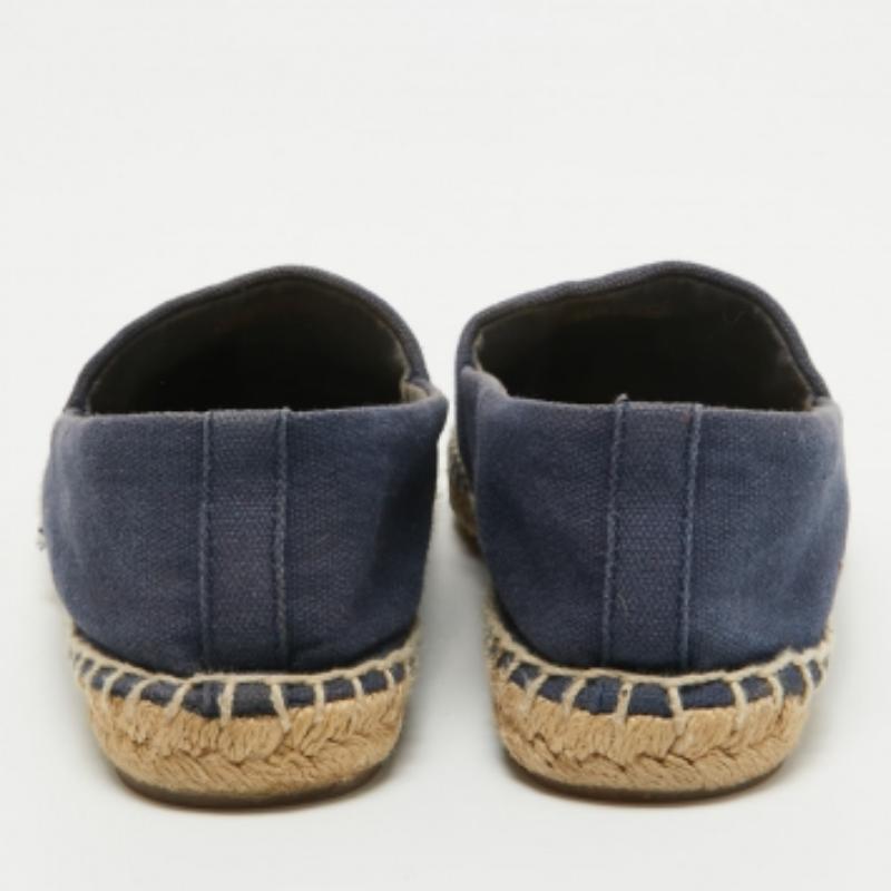 Donna Tory Burch Blu Canvas A. Weston Appartamenti Misura 37,5 in vendita