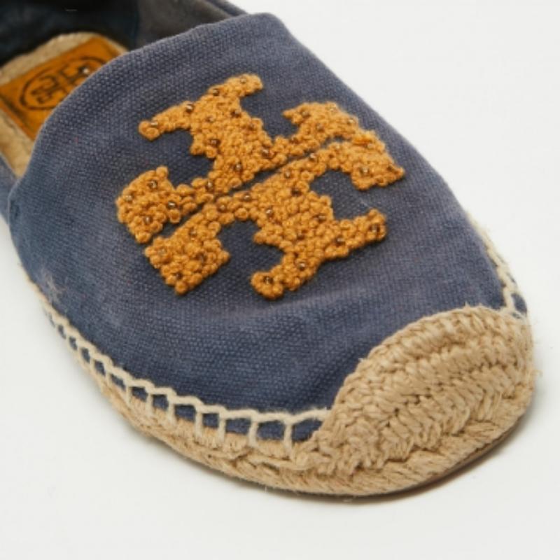 Tory Burch Blu Canvas A. Weston Appartamenti Misura 37,5 in vendita 1