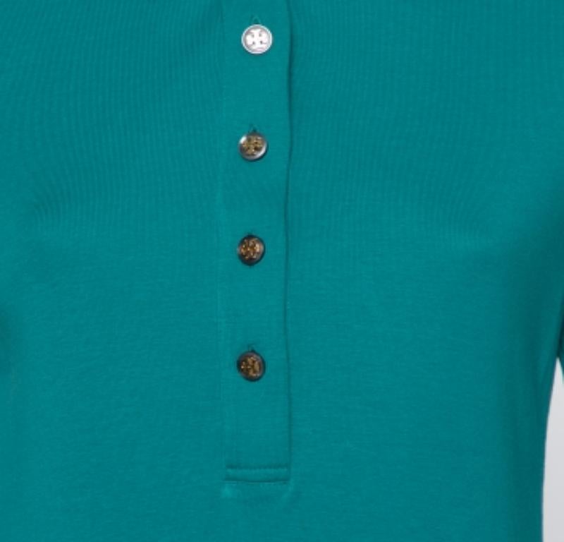 De las mujeres Polo de punto de algodón azul Tory Burch M