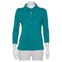 Tory Burch Blue Cotton Knit Polo T-Shirt M