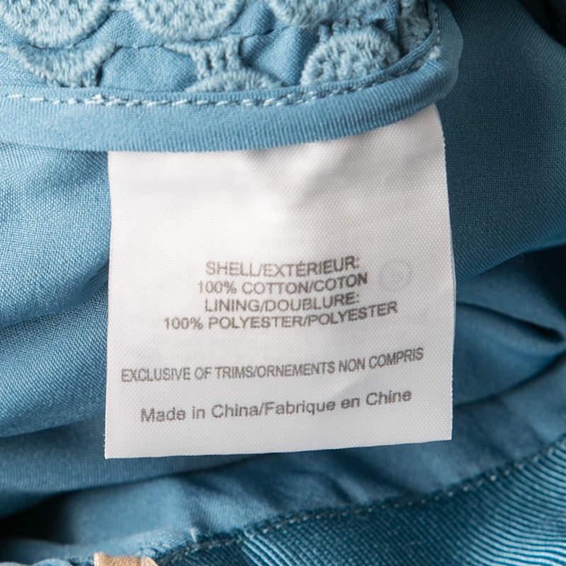 Tory Burch Blue Crescent Guipure Lace Slit Detail Maxi Skirt S For Sale 3