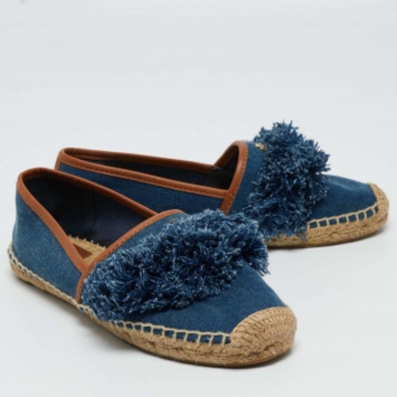 Tory Burch Espadrille plates en denim bleu taille 38 État moyen - En vente à Dubai, Al Qouz 2