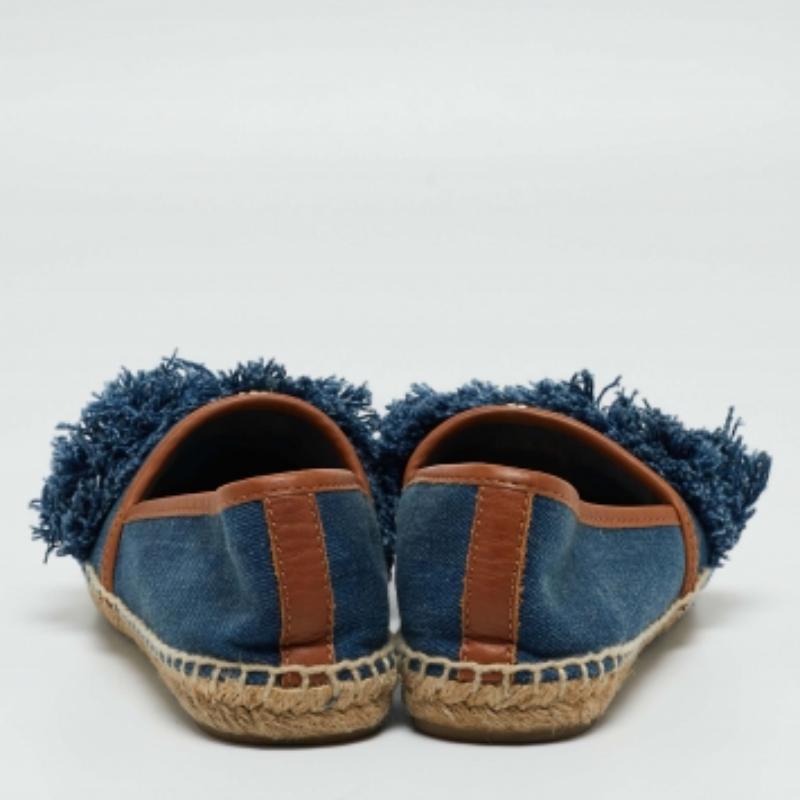 Tory Burch Espadrille plates en denim bleu taille 38 en vente 1