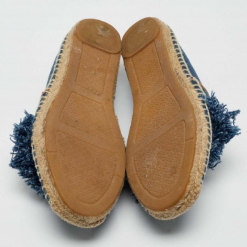 Tory Burch Espadrille plates en denim bleu taille 38 en vente 2