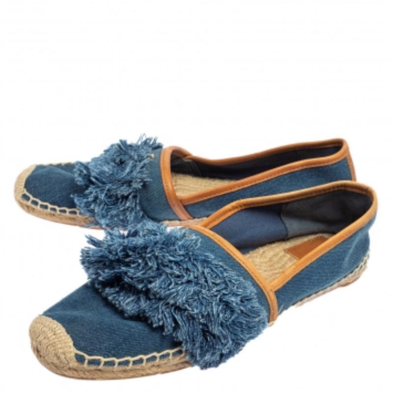Bleu Tory Burch Espadrille plates en denim bleu taille 40.5