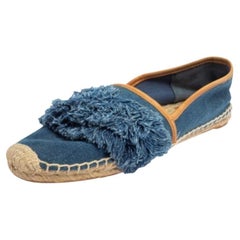 Tory Burch Blue Denim Shaw Espadrille Flats Size 40.5