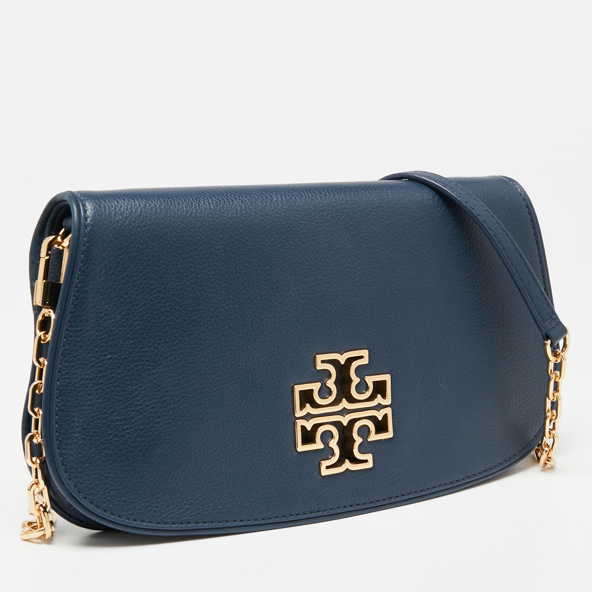 Tory Burch Blue Leather Britten Crossbody Bag at 1stDibs tory burch