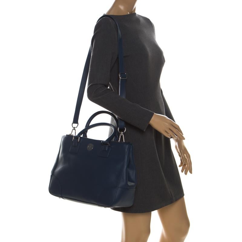 tory burch blue leather bag