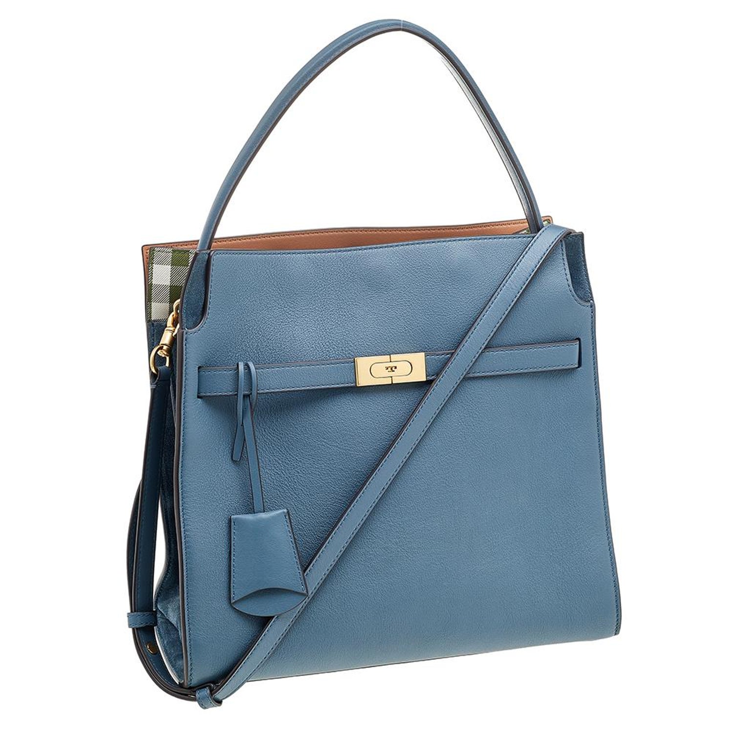 Tory Burch Blue Leather Lee Radziwill Top Handle Bag For Sale at 1stDibs