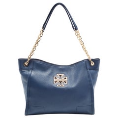 Tory Burch Blue Leather McGraw Slouchy Tote