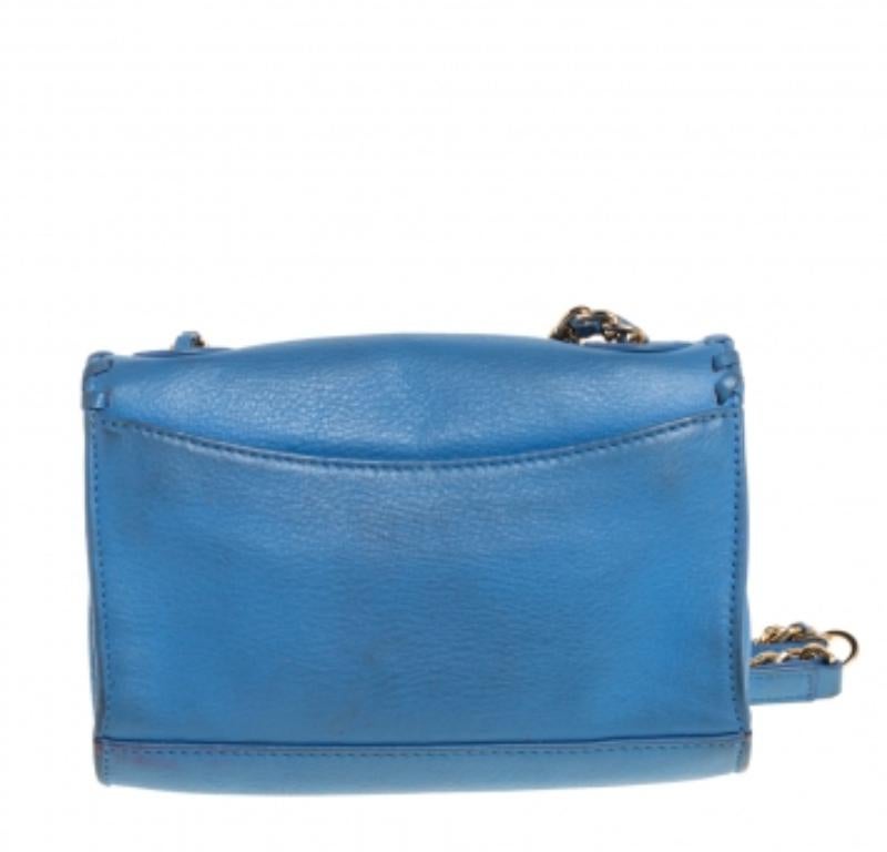 Tory Burch Blue Leather Mini Marion Shrunken Shoulder Bag For Sale 2