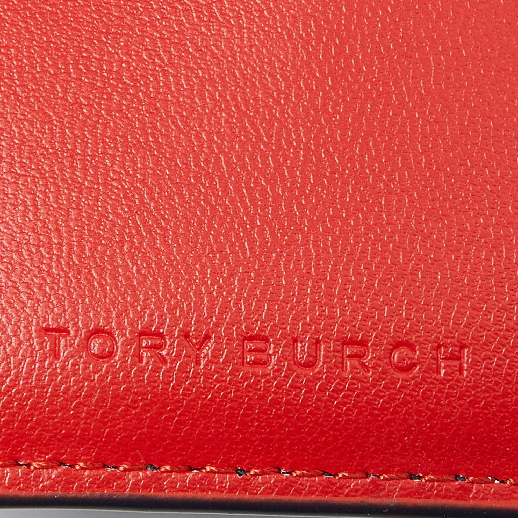 Tory Burch Blue Leather Robinson Flap Trifold Wallet 2