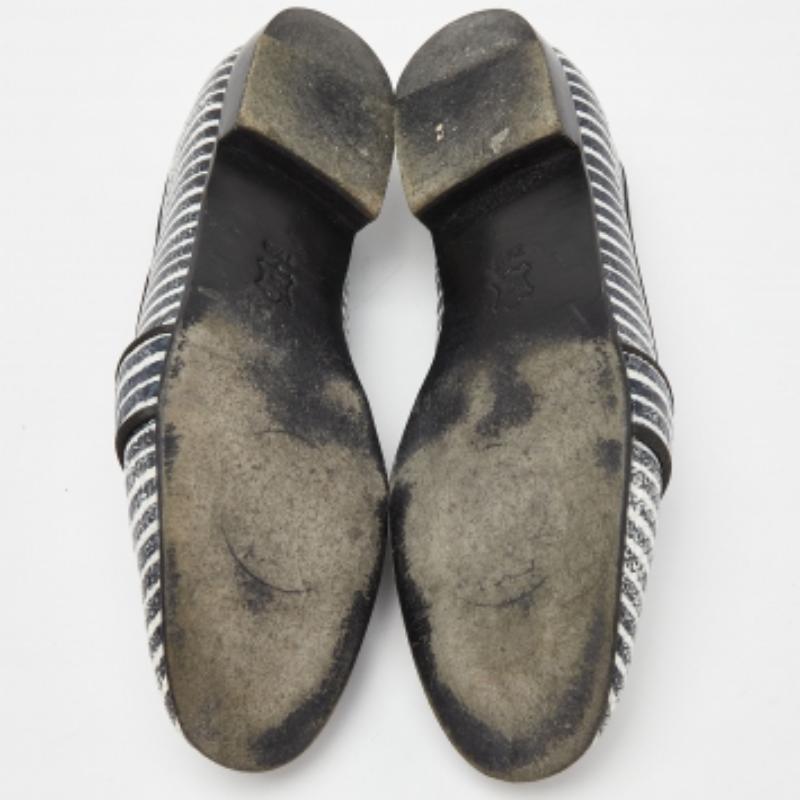 Tory Burch Blue/White Stripe Snakeskin Embossed Leather Slippers Taglia 38 in vendita 2