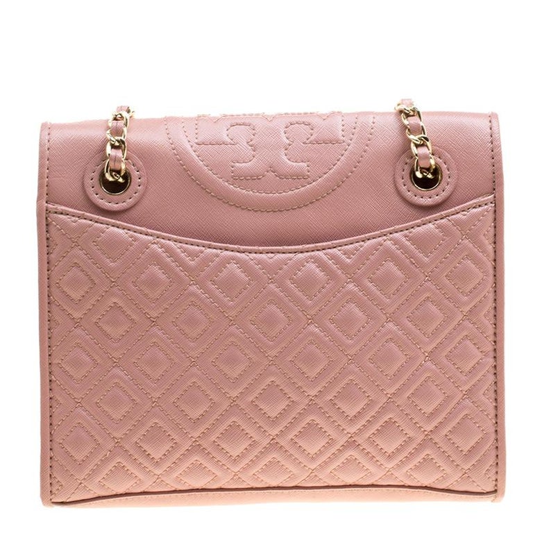 Tory Burch Blush Pink Leather Medium Fleming Handbag at 1stDibs