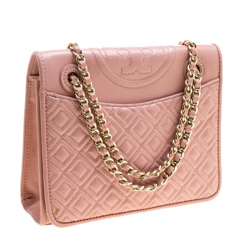 Tory Burch Blush Pink Leather Medium Fleming Shoulder Bag at 1stDibs