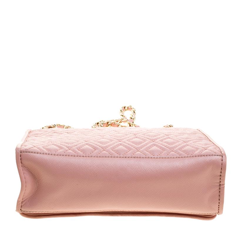 Tory Burch Blush Pink Leather Medium Fleming Shoulder Bag In Good Condition In Dubai, Al Qouz 2