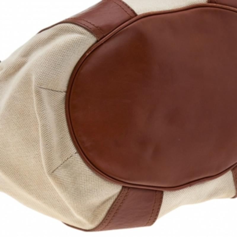 Tory Burch Brown/Beige Canvas And Leather Shoulder Bag 5