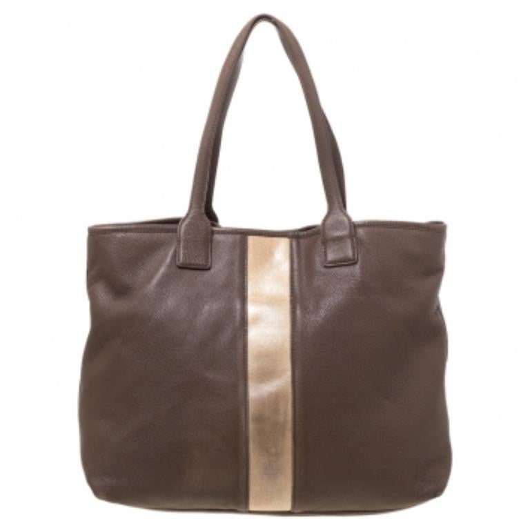 Black Tory Burch Brown/Beige Leather Shopper Tote For Sale