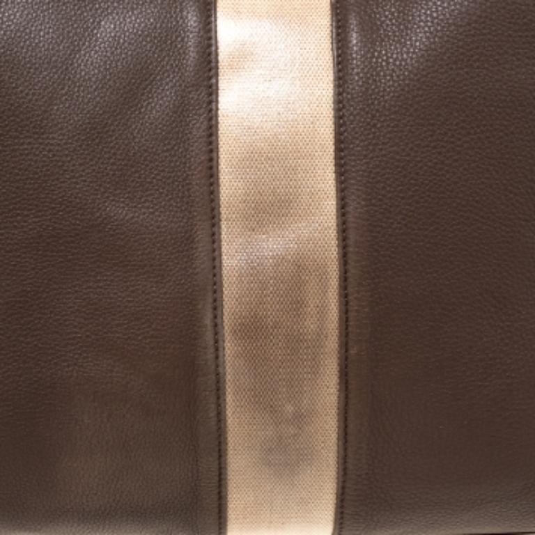 Tory Burch Brown/Beige Leather Shopper Tote In Fair Condition For Sale In Dubai, Al Qouz 2