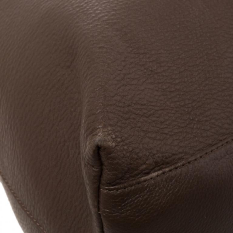 Tory Burch Brown/Beige Leather Shopper Tote For Sale 2