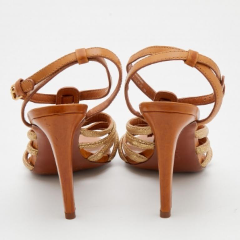 Tory Burch Brown Leather Charlene Gladiator Sandals Size 41 2