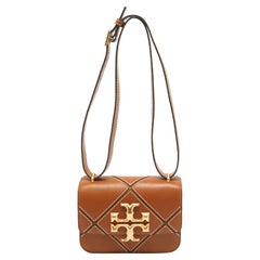 Tory Burch Brown Leather Diamond Eleanor Shoulder Bag