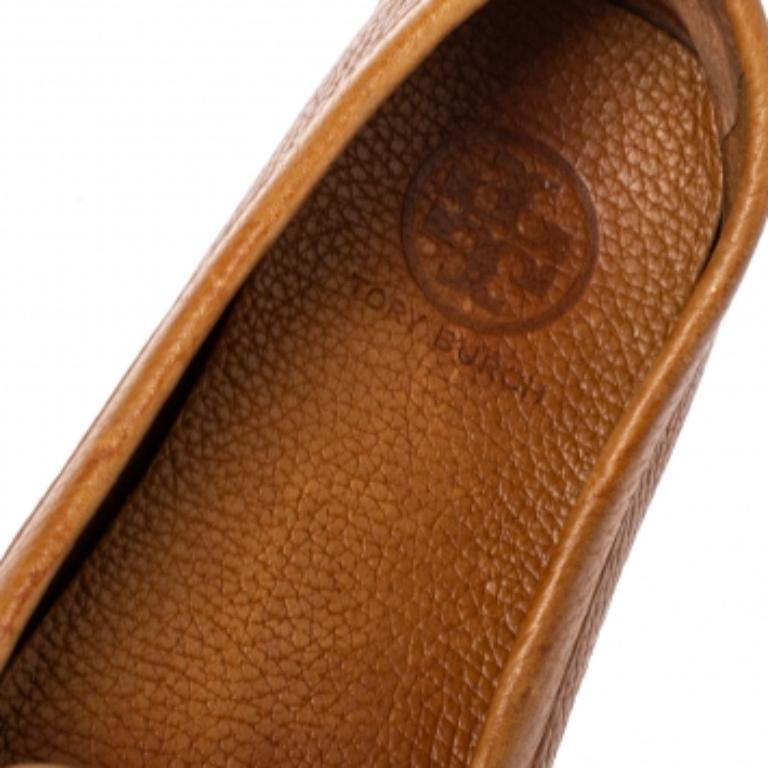 Tory Burch Brown Leather Driving Loafers Size 36.5 For Sale 1