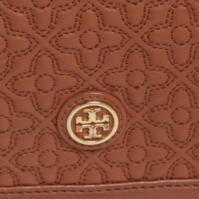 Tory Burch Brown Leather Flap Shoulder Bag For Sale 6