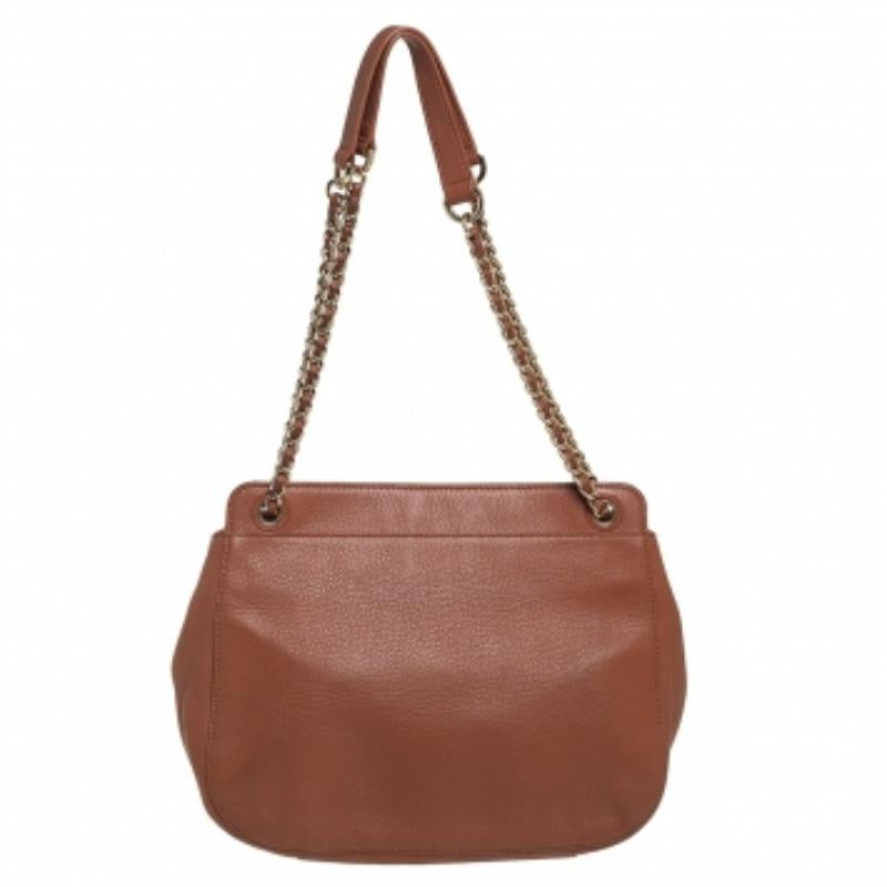 Women's Tory Burch Brown Leather Flap Shoulder Bag For Sale