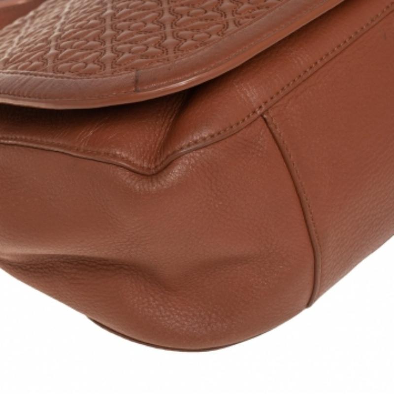 Tory Burch Brown Leather Flap Shoulder Bag For Sale 4