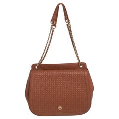 Tory Burch Brown Leather Flap Shoulder Bag