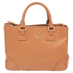 Tory Burch Brown Leather Large Double Zip Robinson Tote