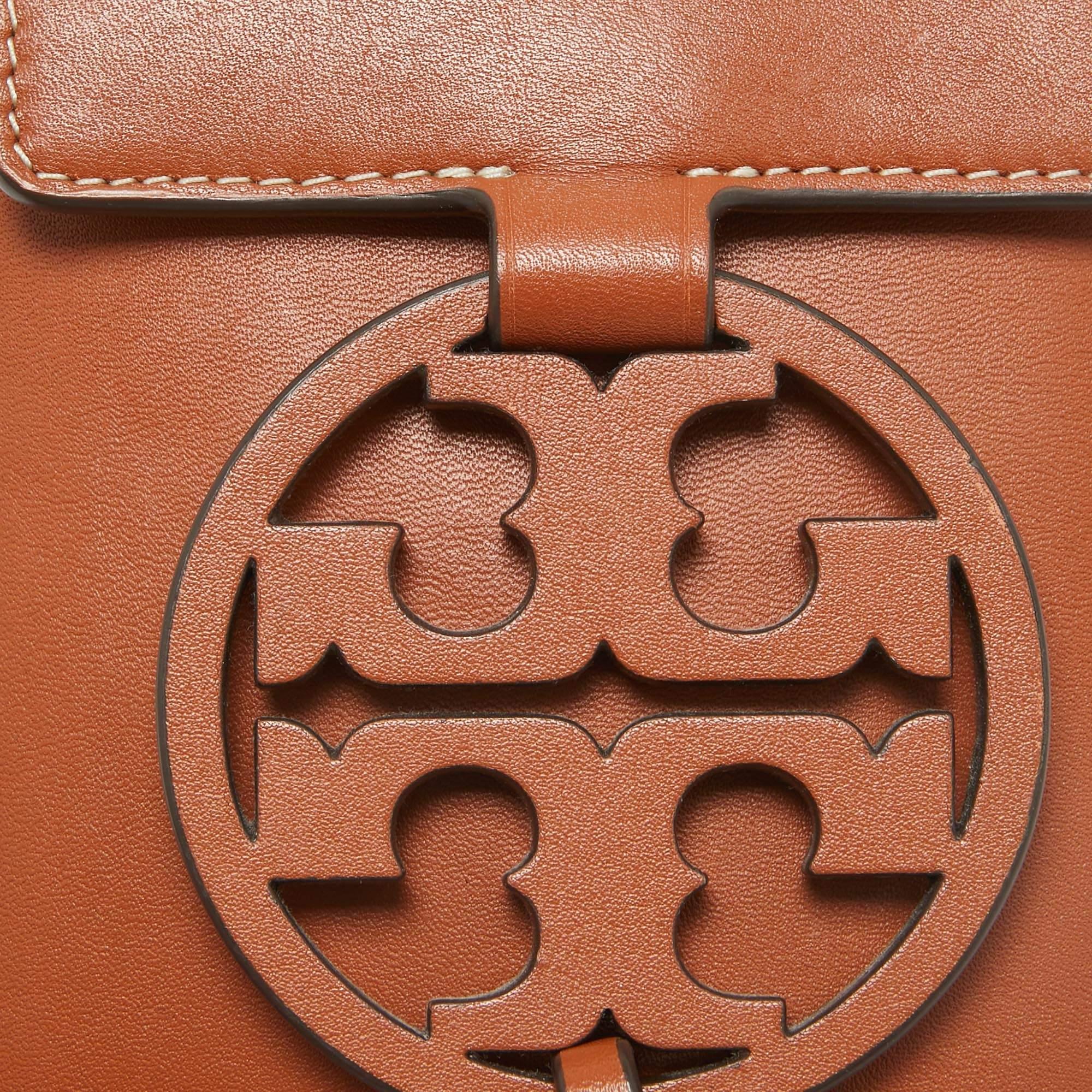 Tory Burch Brown Leather Miller Phone Crossbody Bag 1