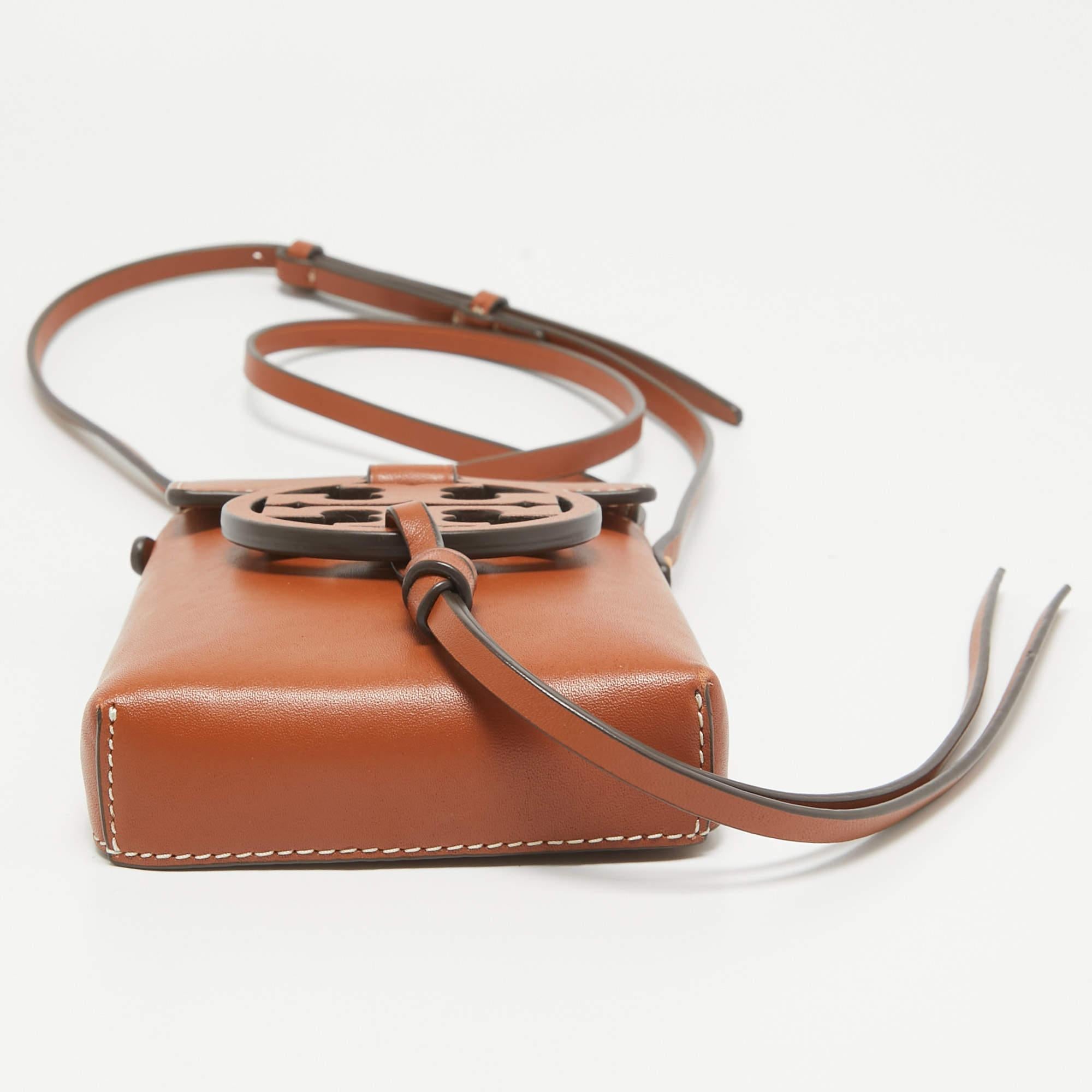 Tory Burch Brown Leather Miller Phone Crossbody Bag 3