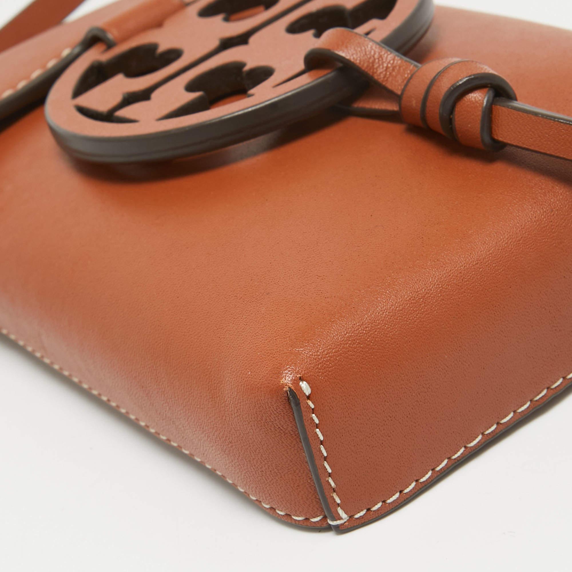 Tory Burch Brown Leather Miller Phone Crossbody Bag 5