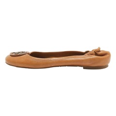 Tory Burch - Ballerines Minnie en cuir Brown - Taille 38.5