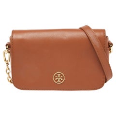 Tory Burch Brown Leather Robinson Chain Shoulder Bag