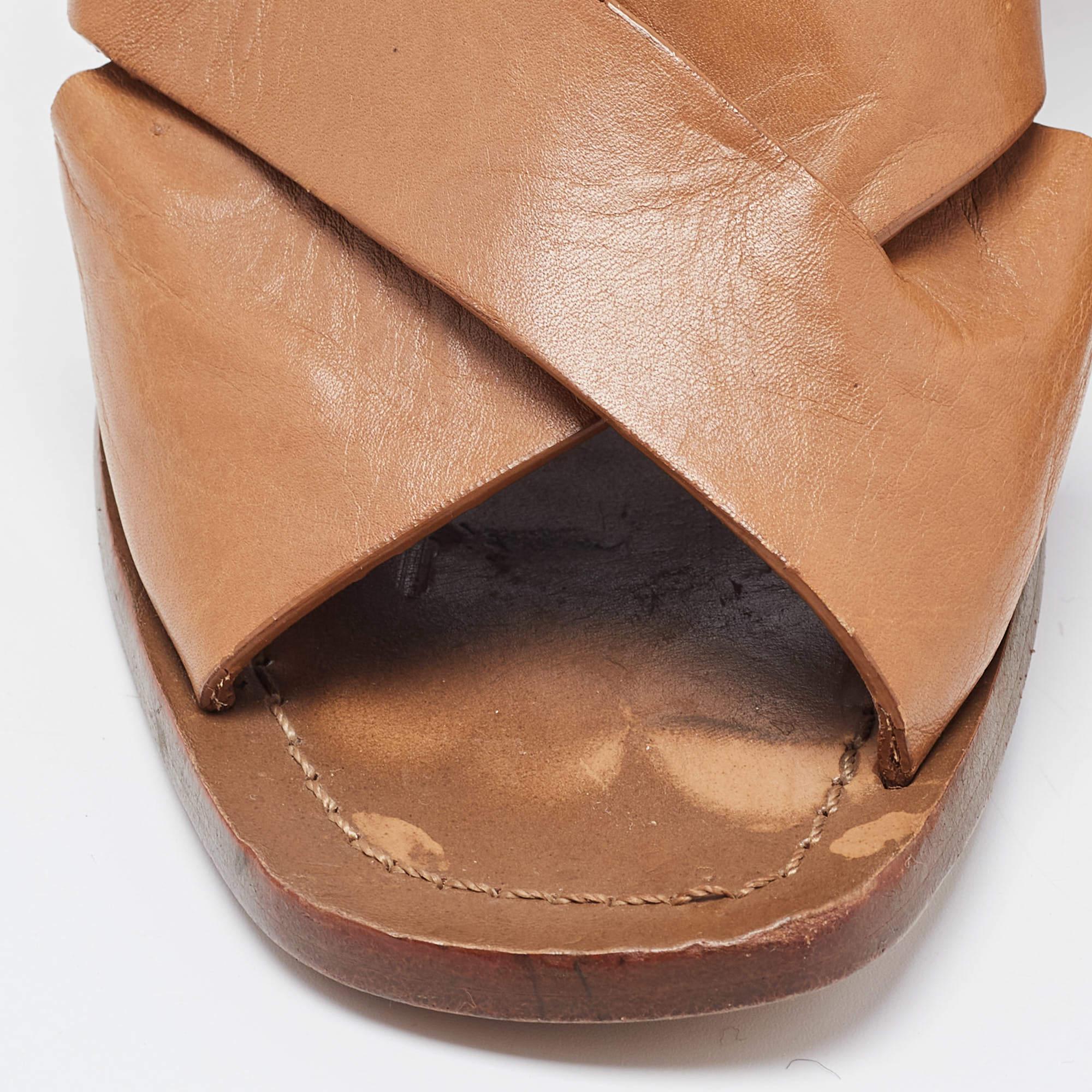 Tory Burch Brown Leather Slingback Sandals Size 38 For Sale 3