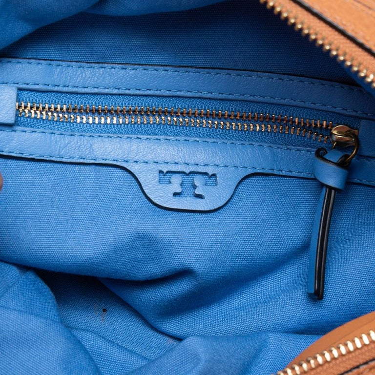 Tory Burch Brown Leather Whipstitched Satchel at 1stDibs
