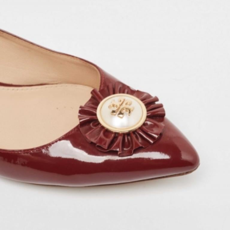 Tory Burch Brown Patent Leder Ballet Flats Größe 37.5 im Angebot 2