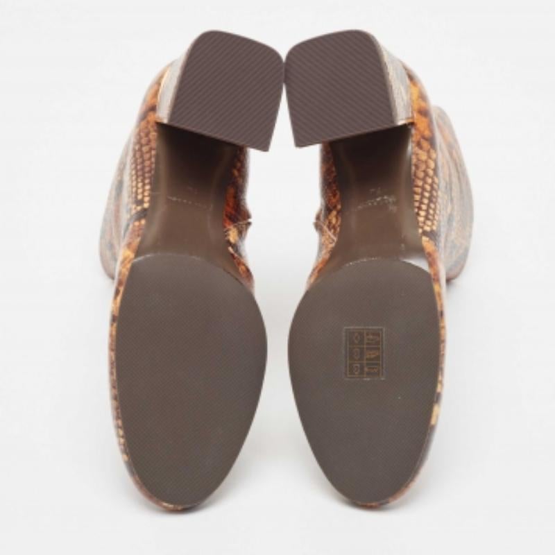 Tory Burch - Bottines en cuir embossé python Brown - Taille 37.5 en vente 2