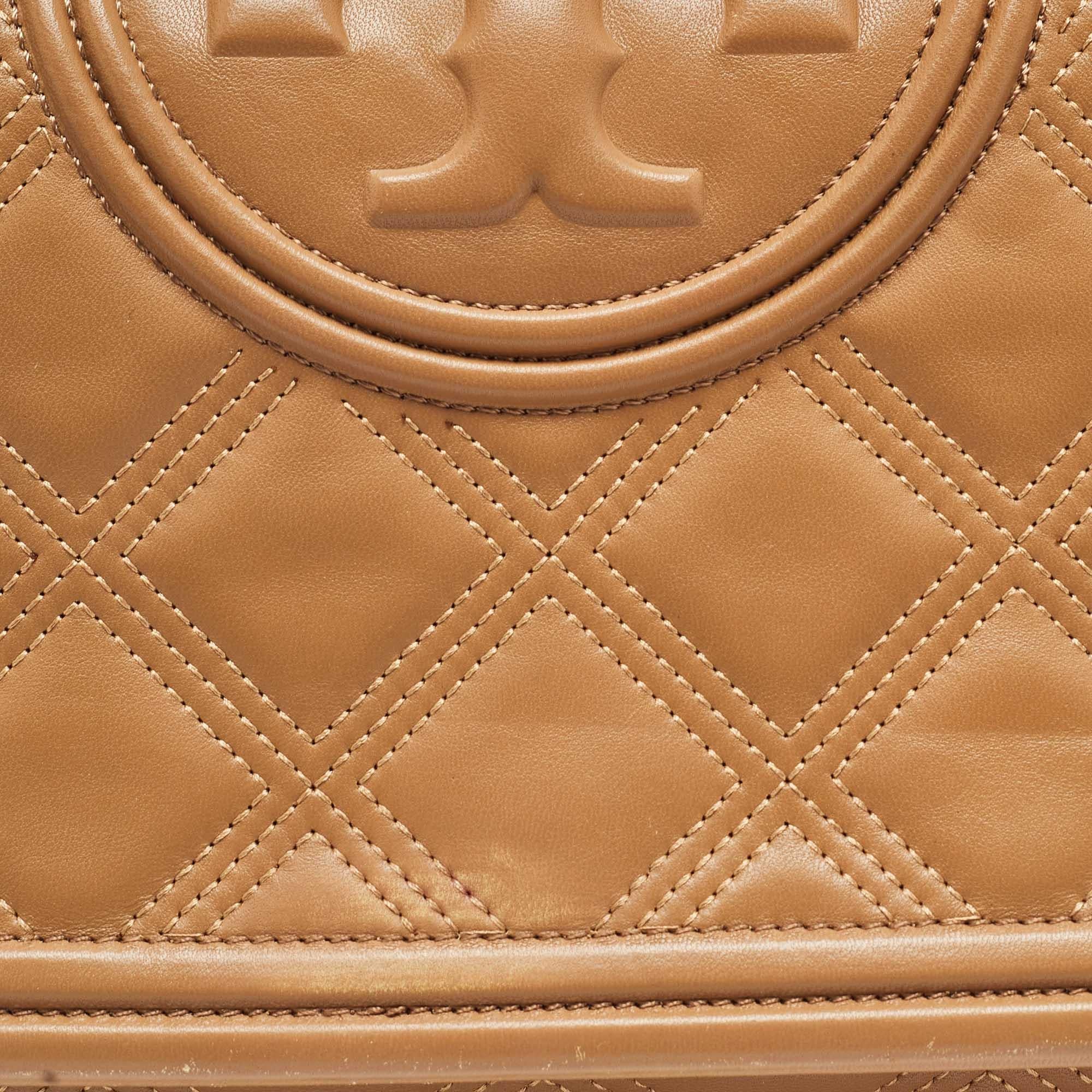 Tory Burch Brown Quilted Leather Fleming Shoulder Bag 1