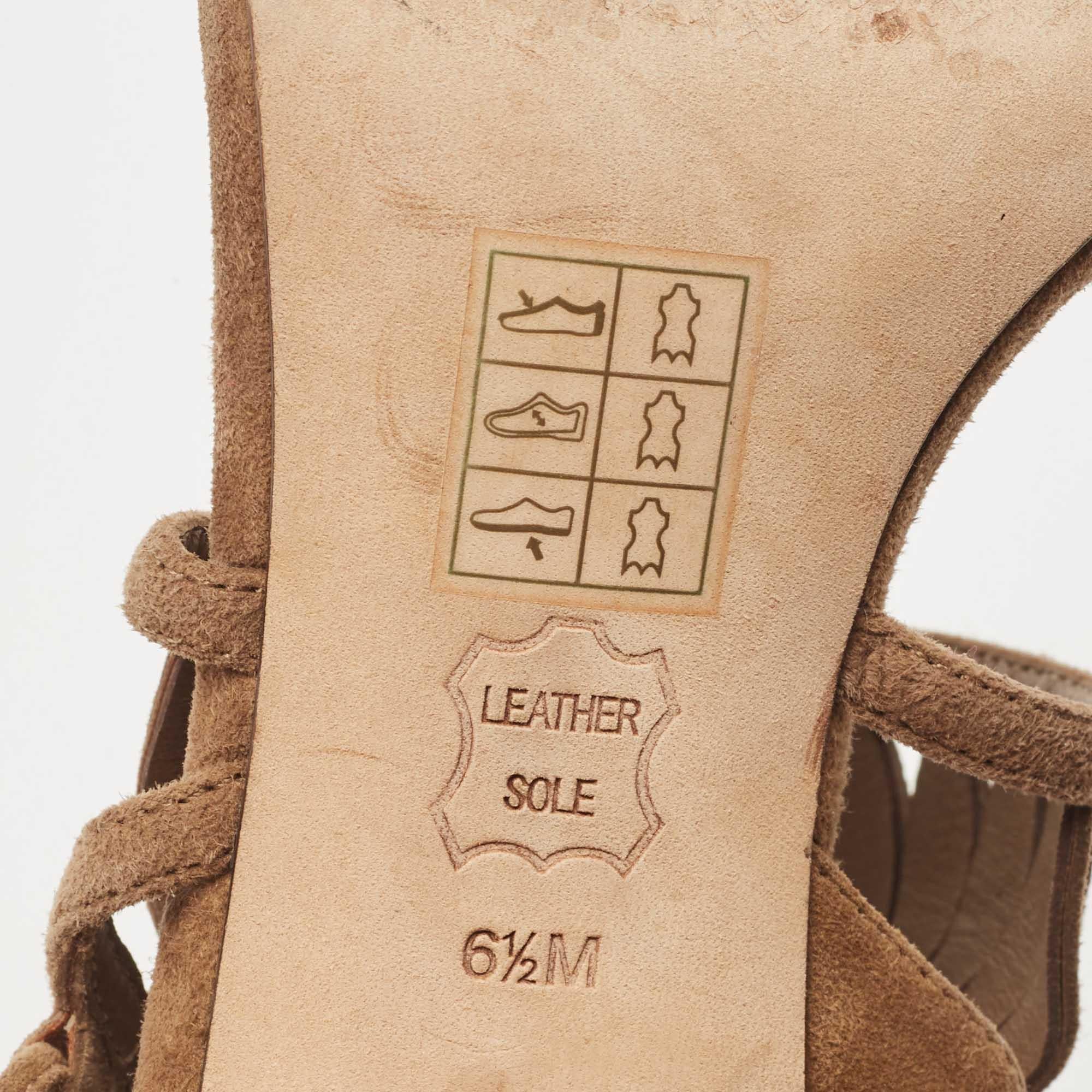 Tory Burch Sandali con cinturino alla caviglia in pelle scamosciata marrone misura 36,5 in vendita 3