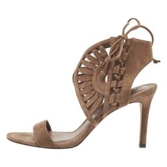 Tory Burch Brown Suede Ankle Strap Sandals Size 36.5