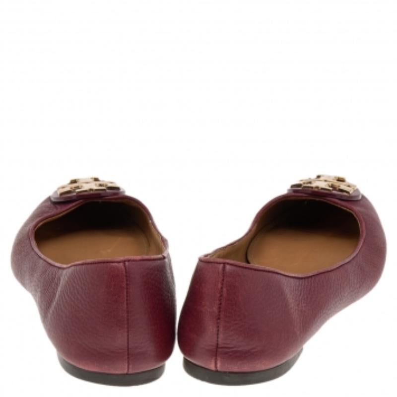 Tory Burch Ballerine in pelle borgogna misura 39,5 in vendita 1