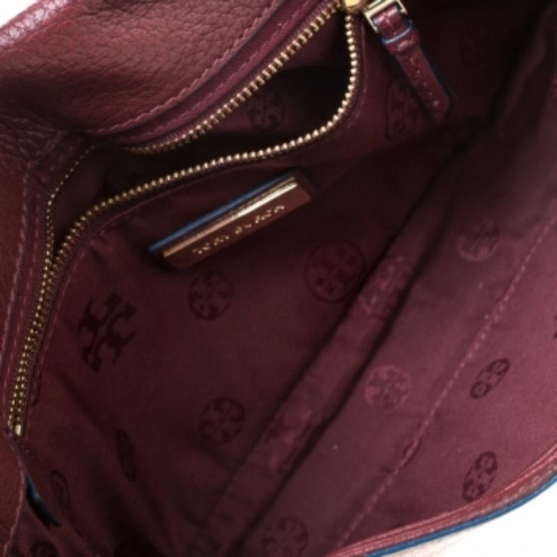 Donna Tory Burch Borsa a tracolla con tasca a patta in pelle borgogna in vendita