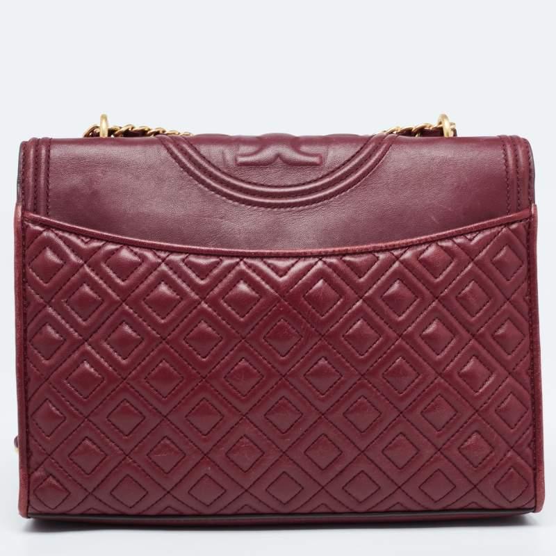 Women's Tory Burch Burgundy Leather Fleming Shoulder Bag